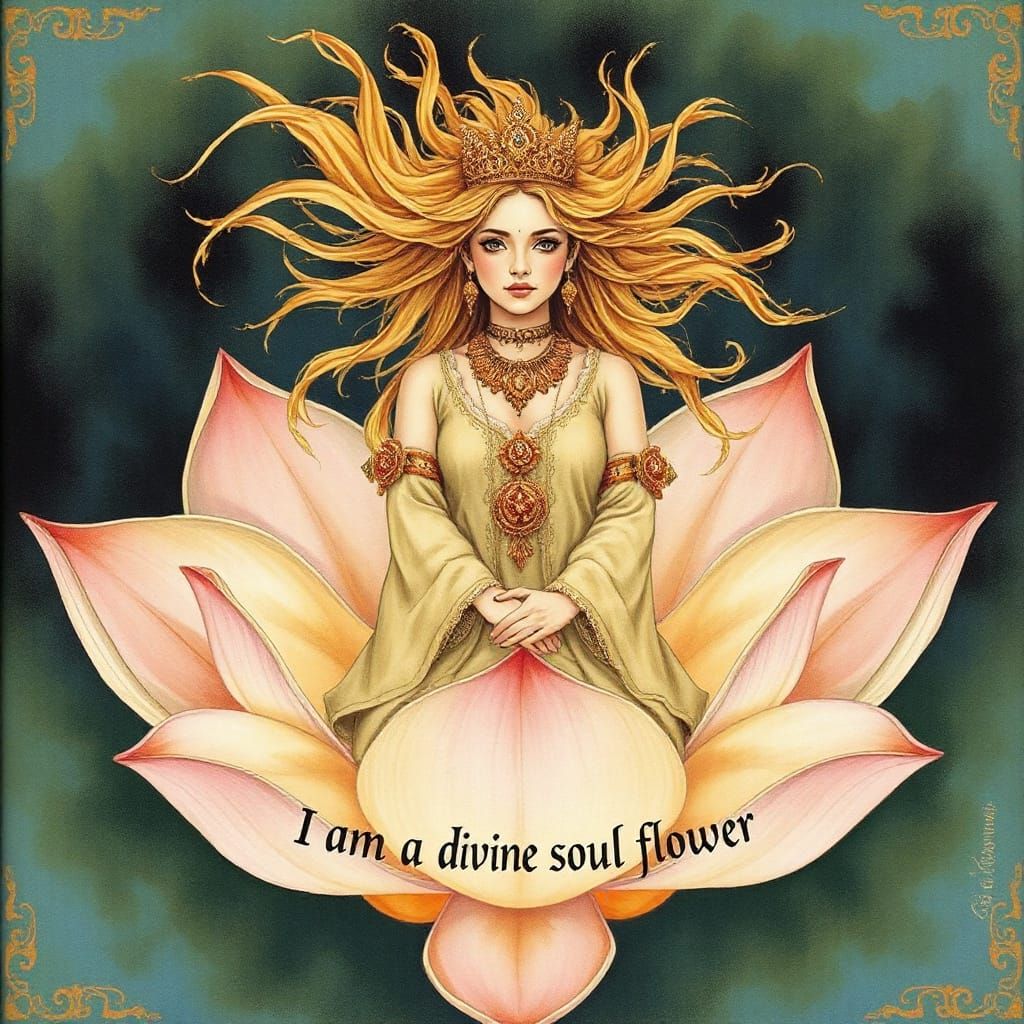 Golden Goddess in Lotus Bloom, Serene and Divine