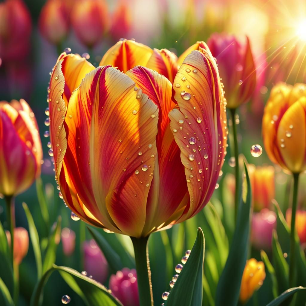 Blooming Garden Inside a Tulip, Macro Photography