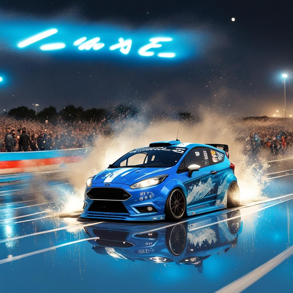 Ford Fiestas Drag Race with Bioluminescent Glow