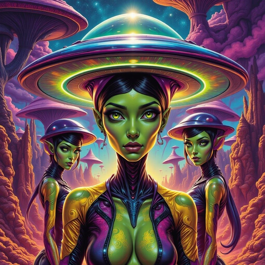 Female Aliens in Futuristic Comic Art