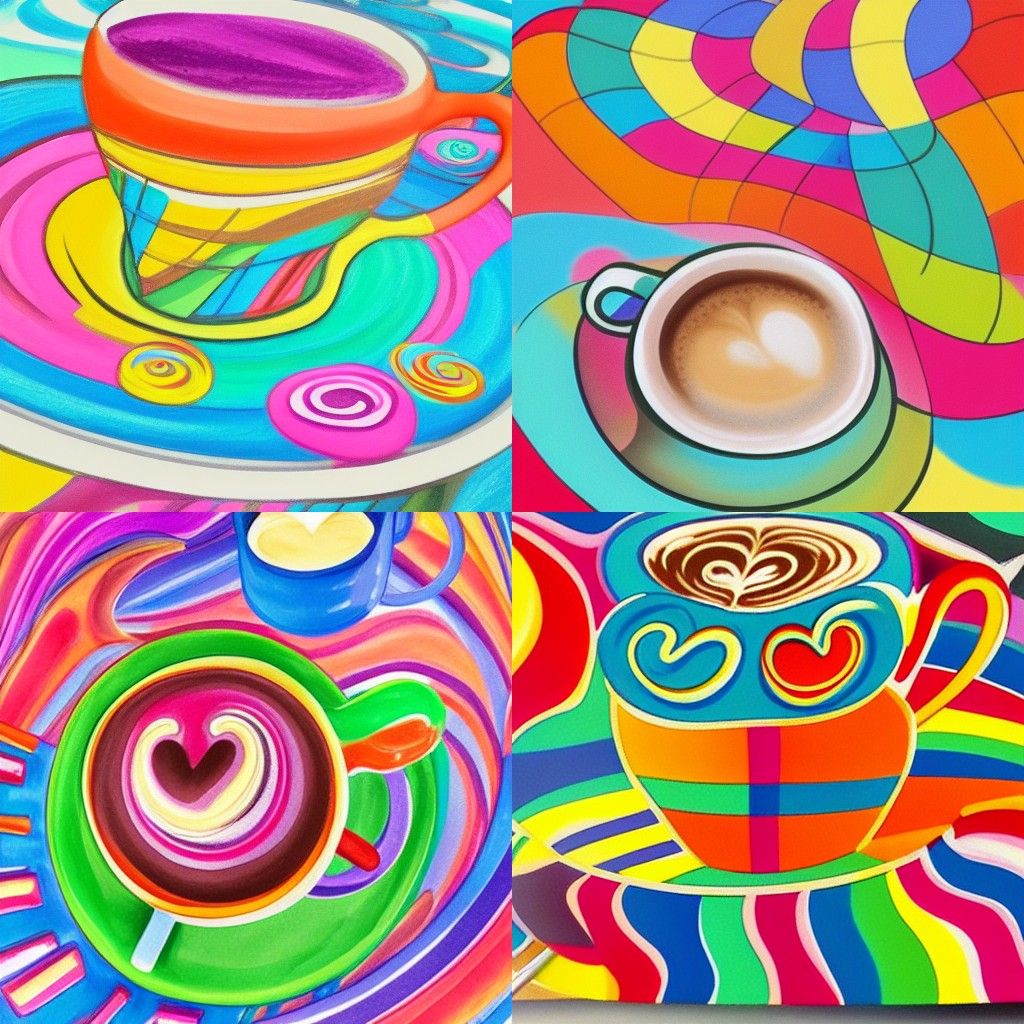 Coffee Cup in Candyland Gouache Wonderland