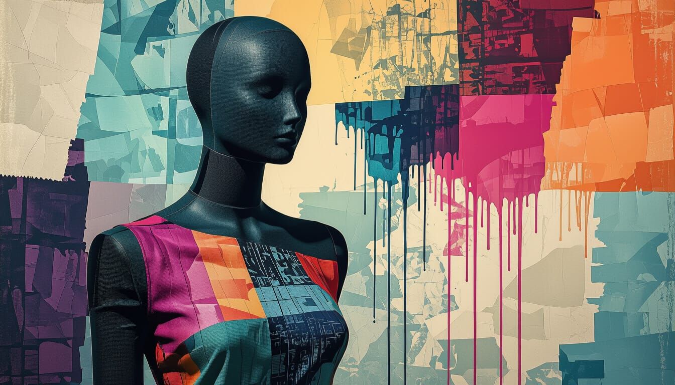 Surreal Abstract Collage with Fabric Textures in Infrared