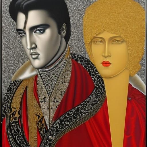Fractal Portrait of Elvis Presley, Rossetti Style