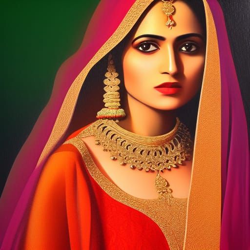 Woman in Anarkali Dress: Hyperdetailed Cinematic Portrait