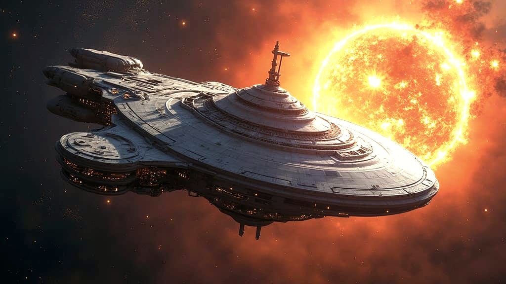 Utopian Sci-Fi Starship Escapes Exploding Earth in Golden Ag...