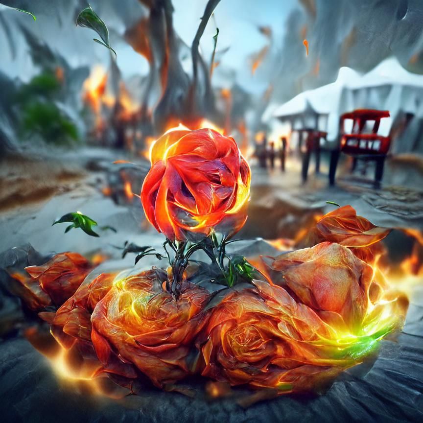 Flaming Rose: Beautiful 8K Resolution Concept Art