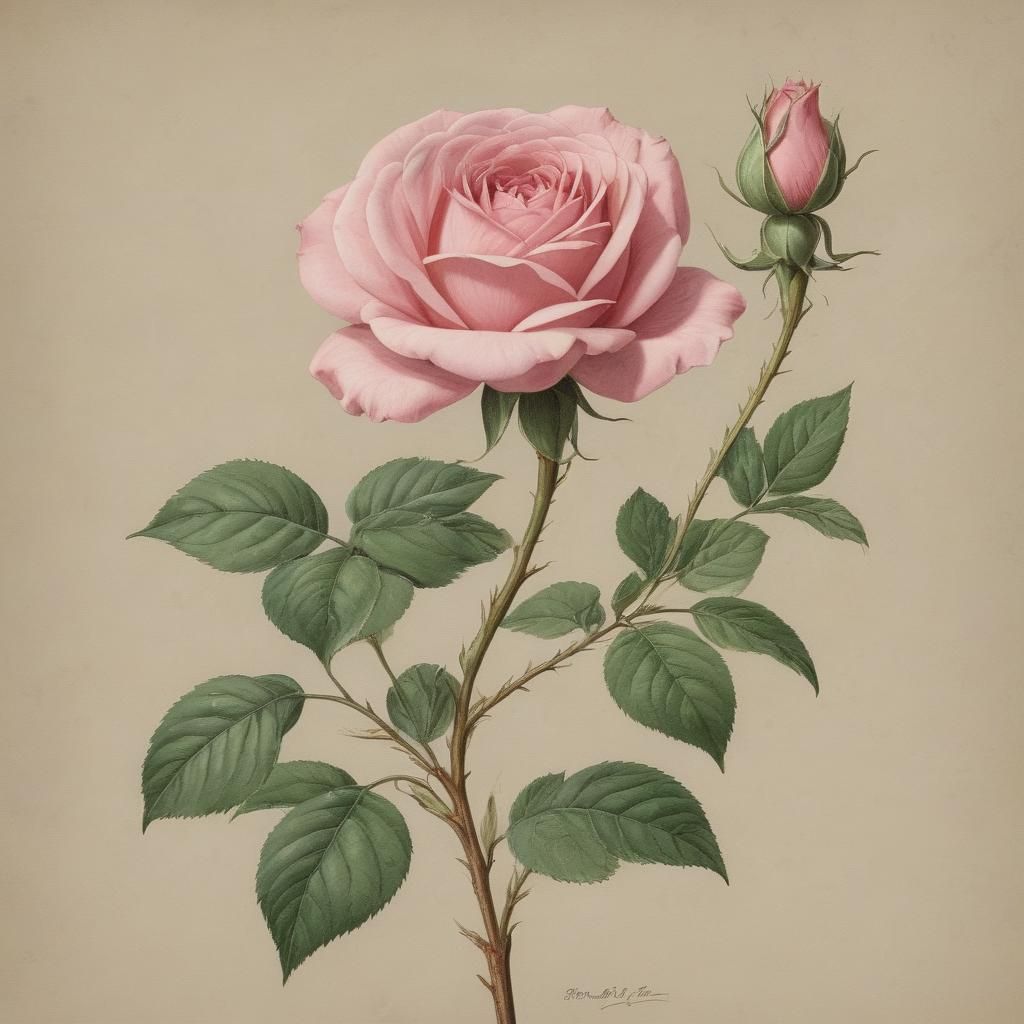 Antique Rose Drawing