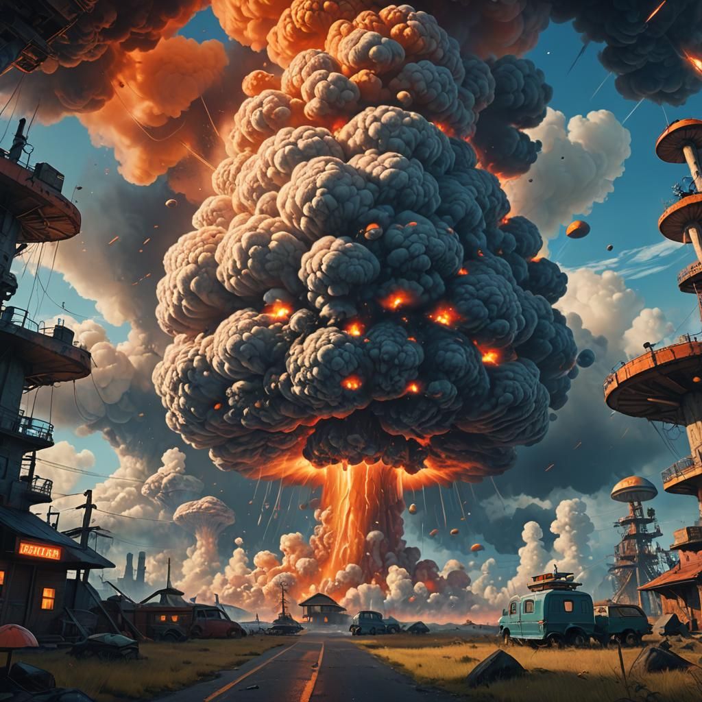 Dreamlike Mushroom Cloud in Digital Art Style