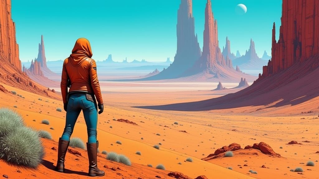 Time Travelers on Pangea in Sci-Fi Style