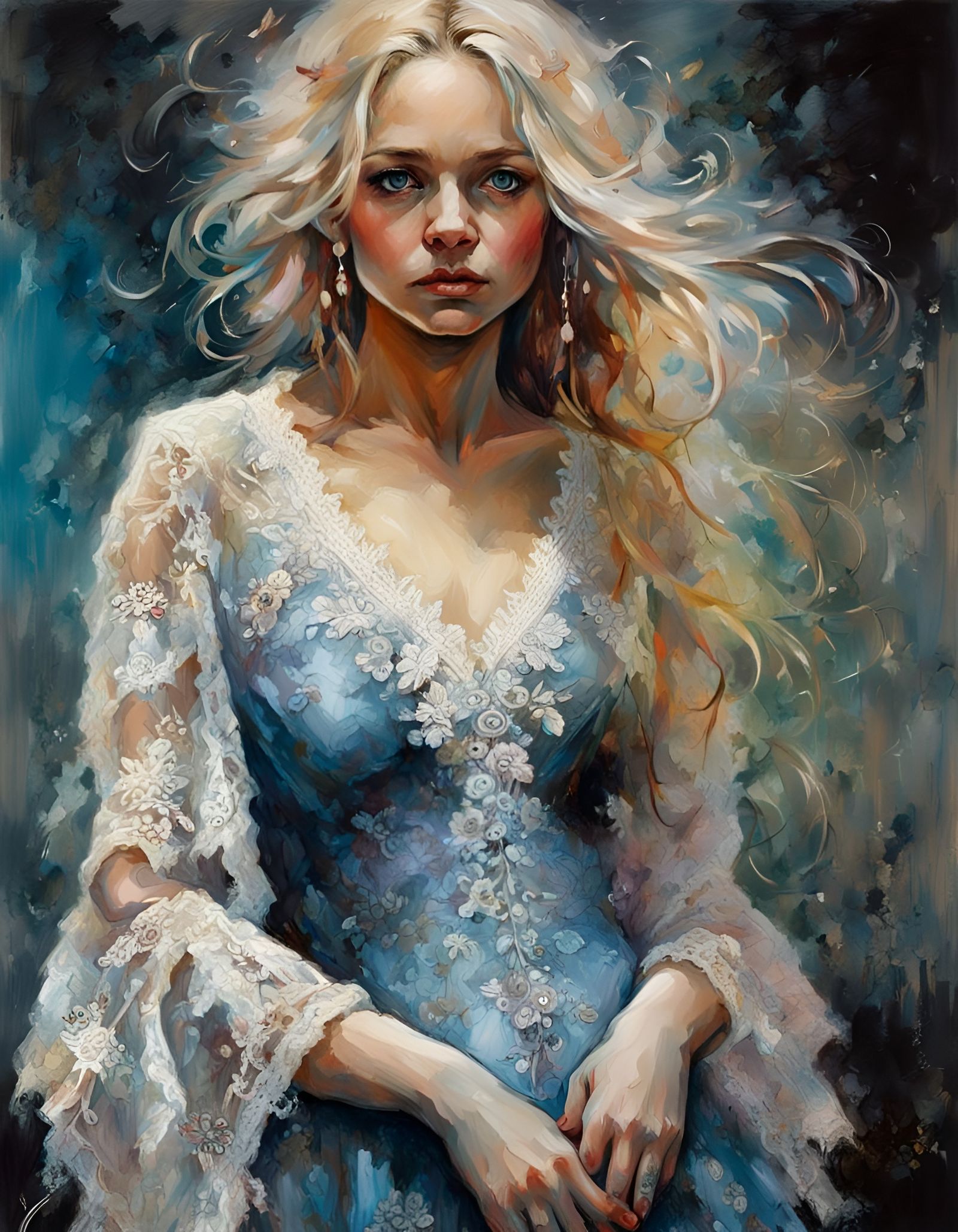 Lacy Dress on Norwegian Lady: Dark Fantasy Art