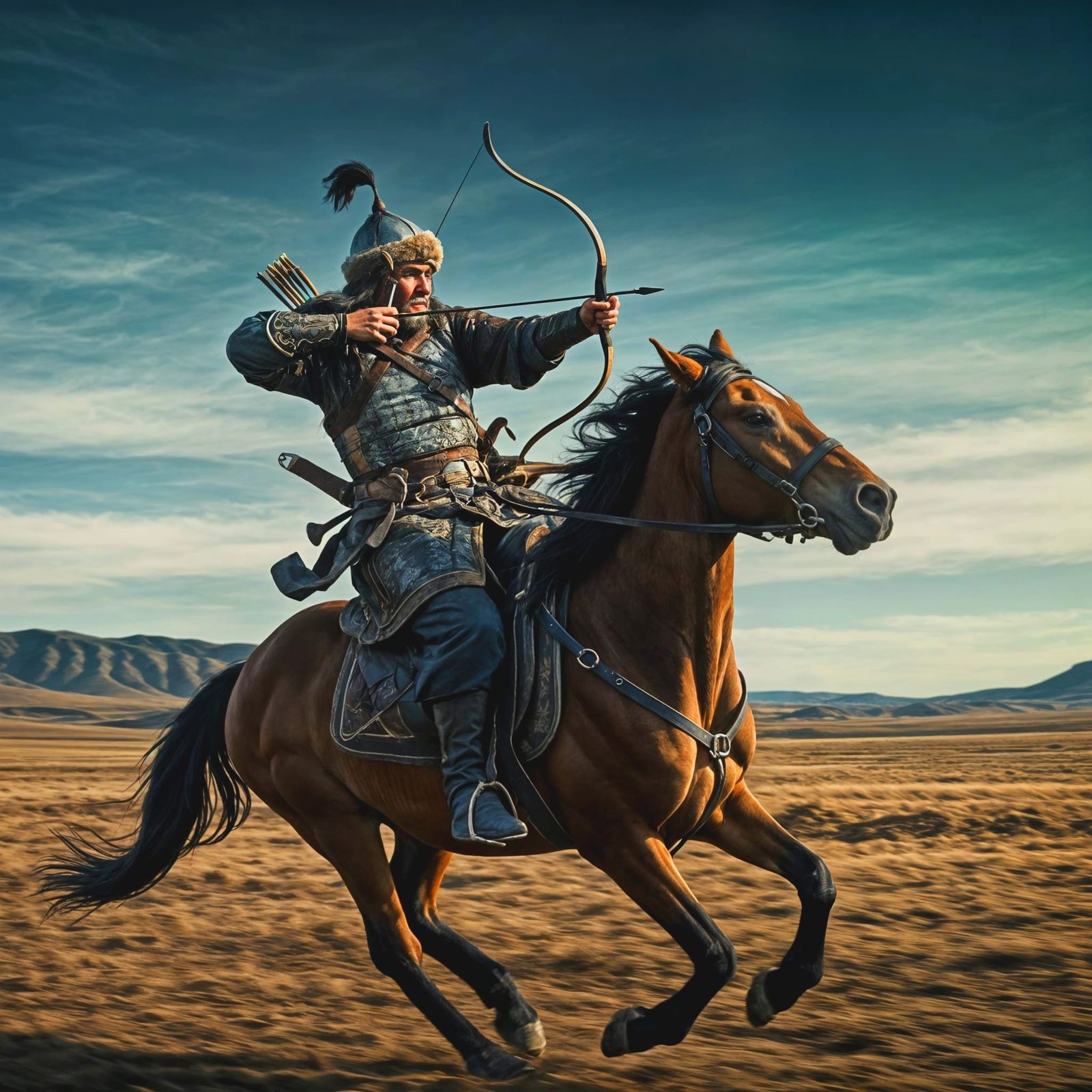 Scythian mounted warrior doing his thing.