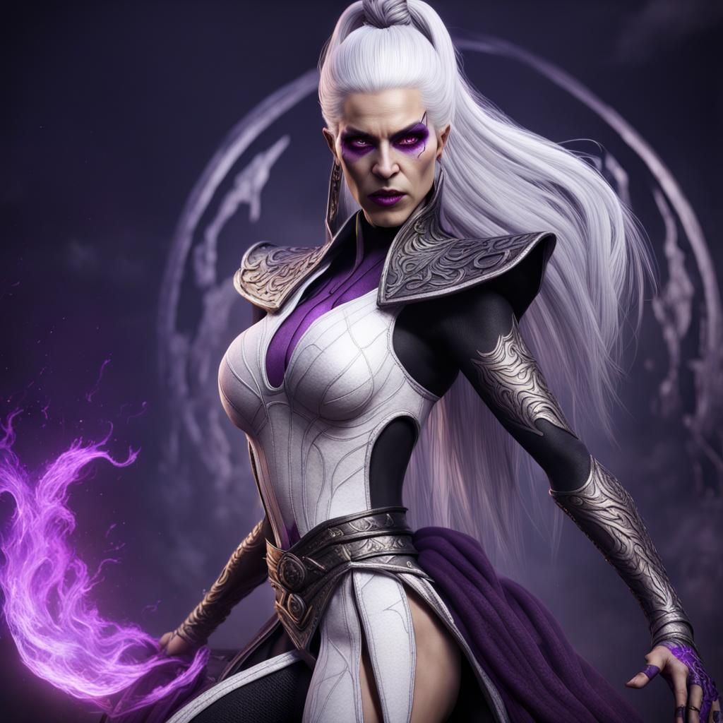 Sindel Mortal Kombat with Massive White Hair