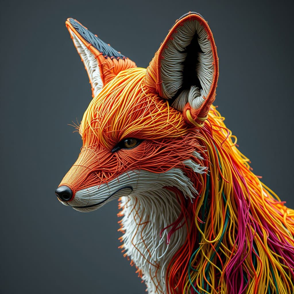 Hyperrealistic Wired Fox in Futuristic Surreal Style