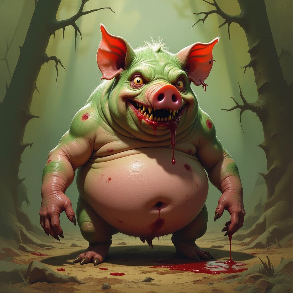 Grotesque Inner Pig-Dog in Surrealist Nightmare