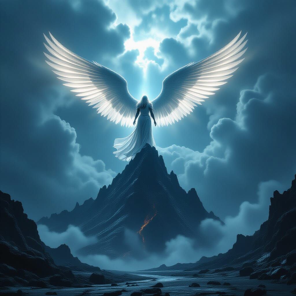Celestial Angel Descends to Volcanic Realm