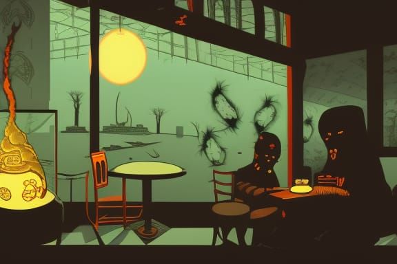 Atompunk Cafe with Cthulhu Elements in Moscow