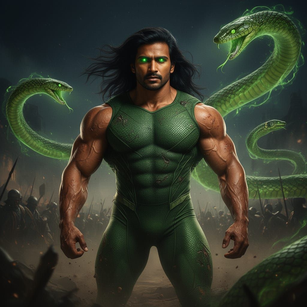 Nagraj: Muscular Indian Warrior Superhero in Cinematic Rende...
