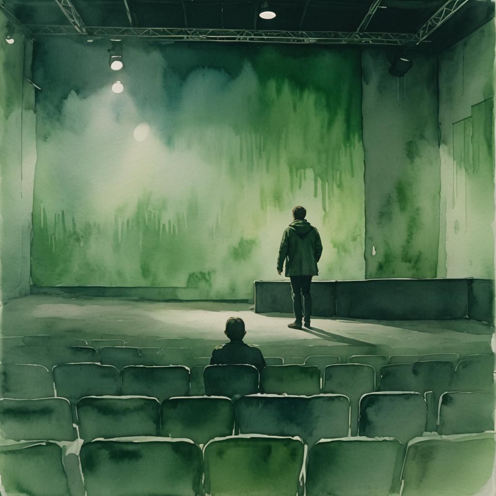 Empty Man on Stage in Watercolor Style