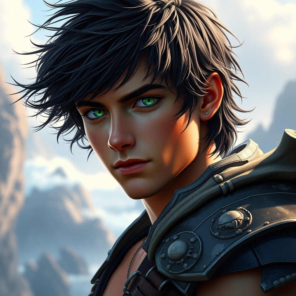 Greek Demigod Hero in Mythical Landscape