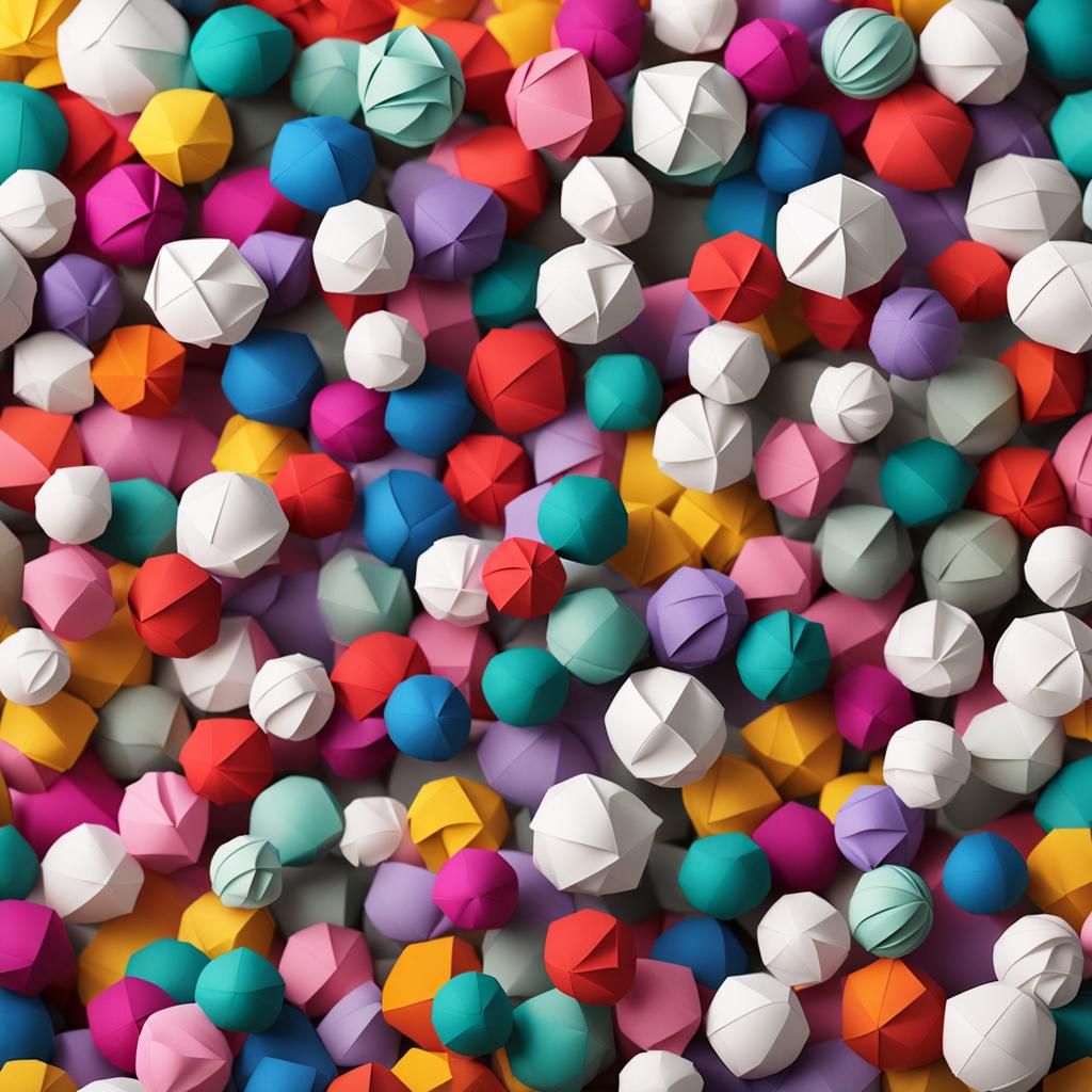 Origami Paper Balls Papercraft in 8K Resolution