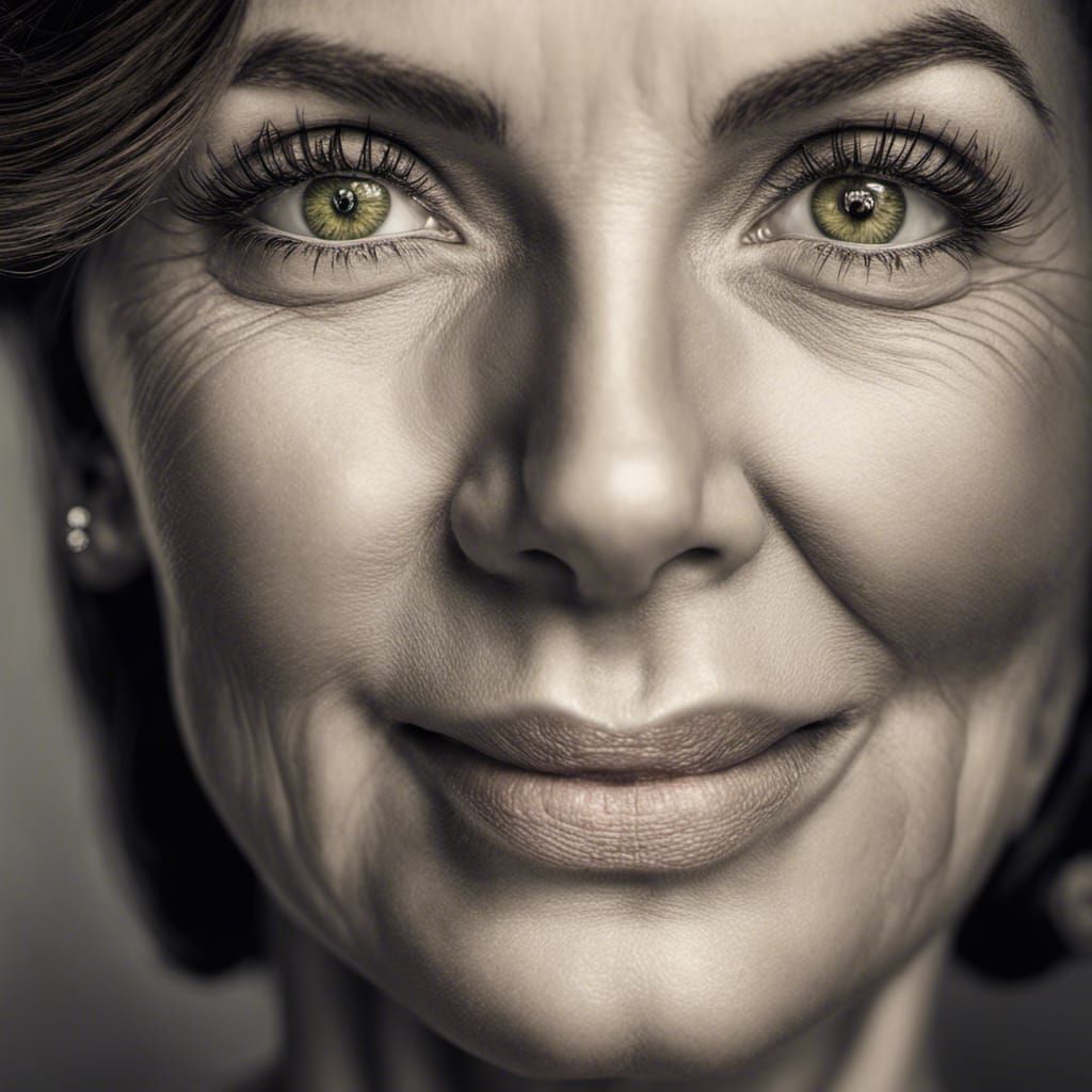 Beautiful 50s Woman Portrait in Hyperrealistic Style