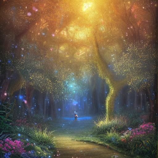 Fairies Gather Around Gigantic Tree With Magical Flames