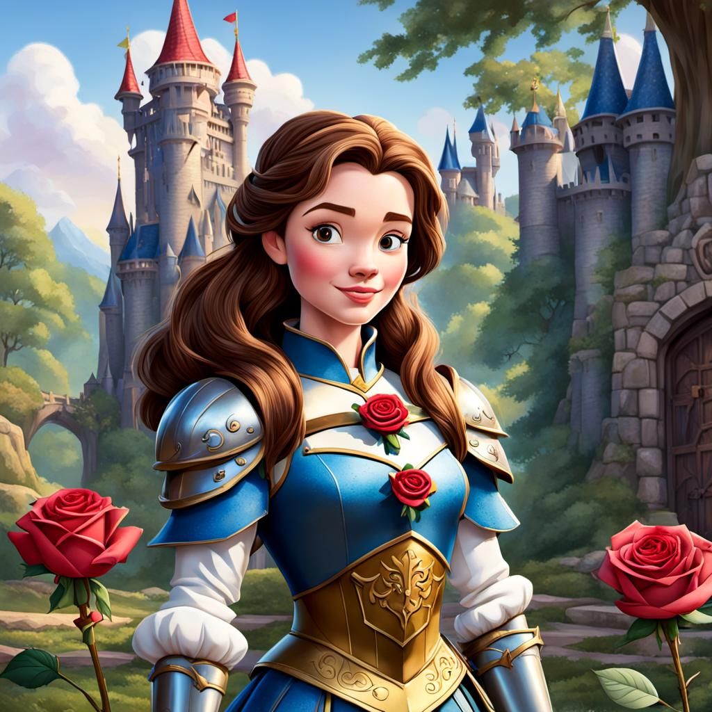 Belle as Knight in Disney Animated Style