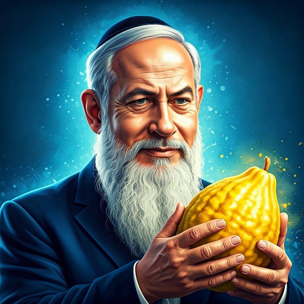 Hyperrealistic Image of Man with White Beard and Streimel