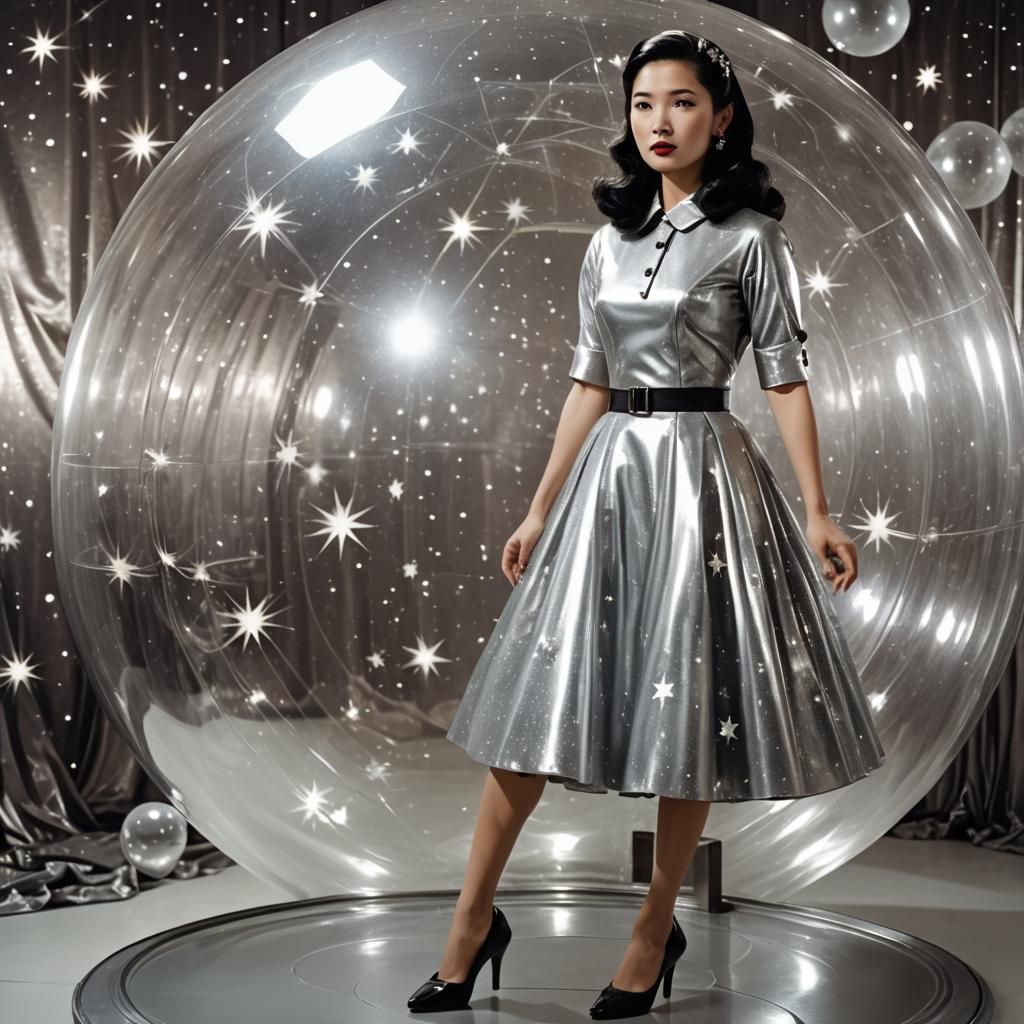1950s Japanese Woman in Sci-Fi Bubble Photograph