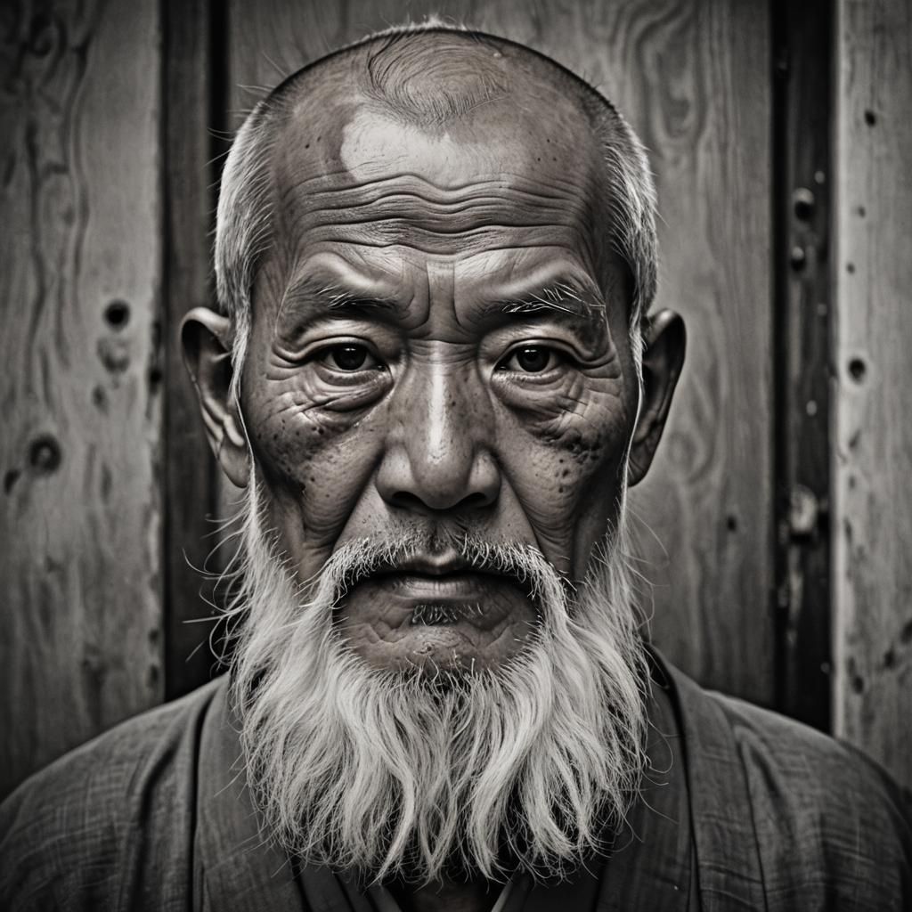 Elderly Priest Portrait in Hyperrealistic Black and White