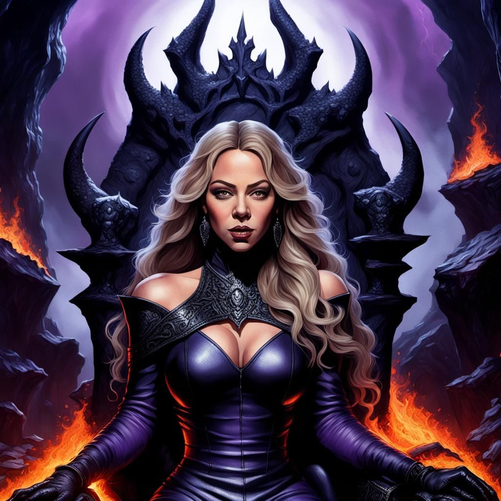Queen She-Demon in Dark Fantasy Cavern
