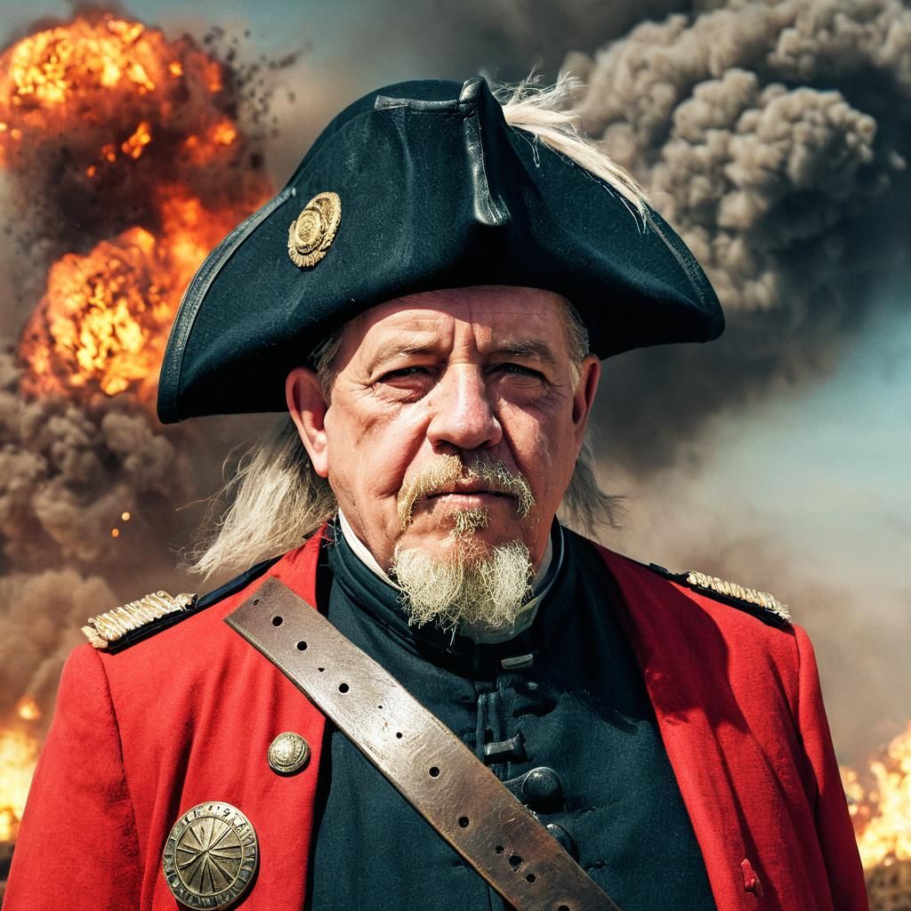 Medium shot of <Subject> as a British redcoat at the battle of Isandlwana, during the Zulu Wars detailed matte painting,...