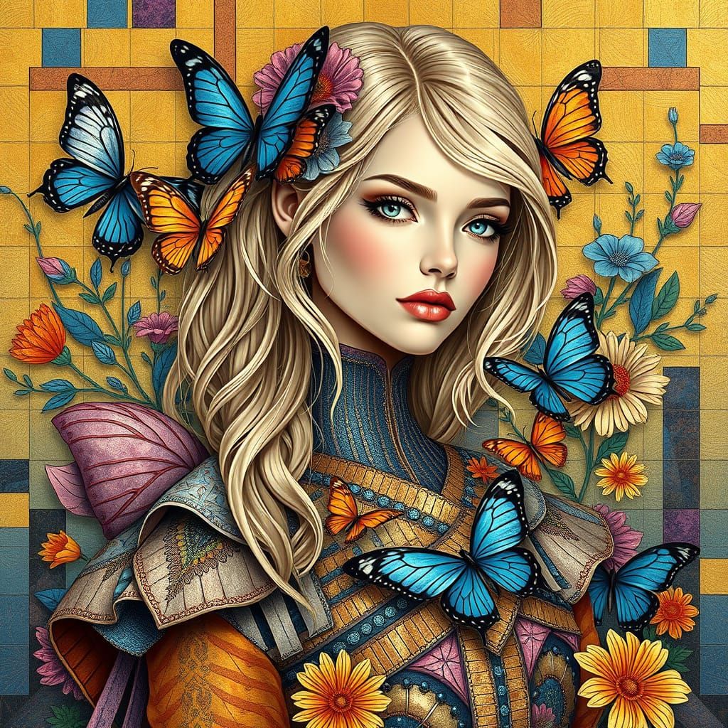 Surreal Geometric Beauty in Vibrant Fantasy Costume