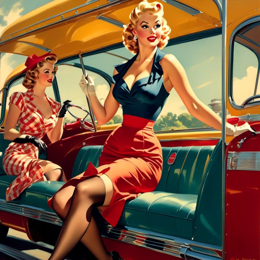 Beautiful overweight curvy larger woman, Gil Elvgren art sty...