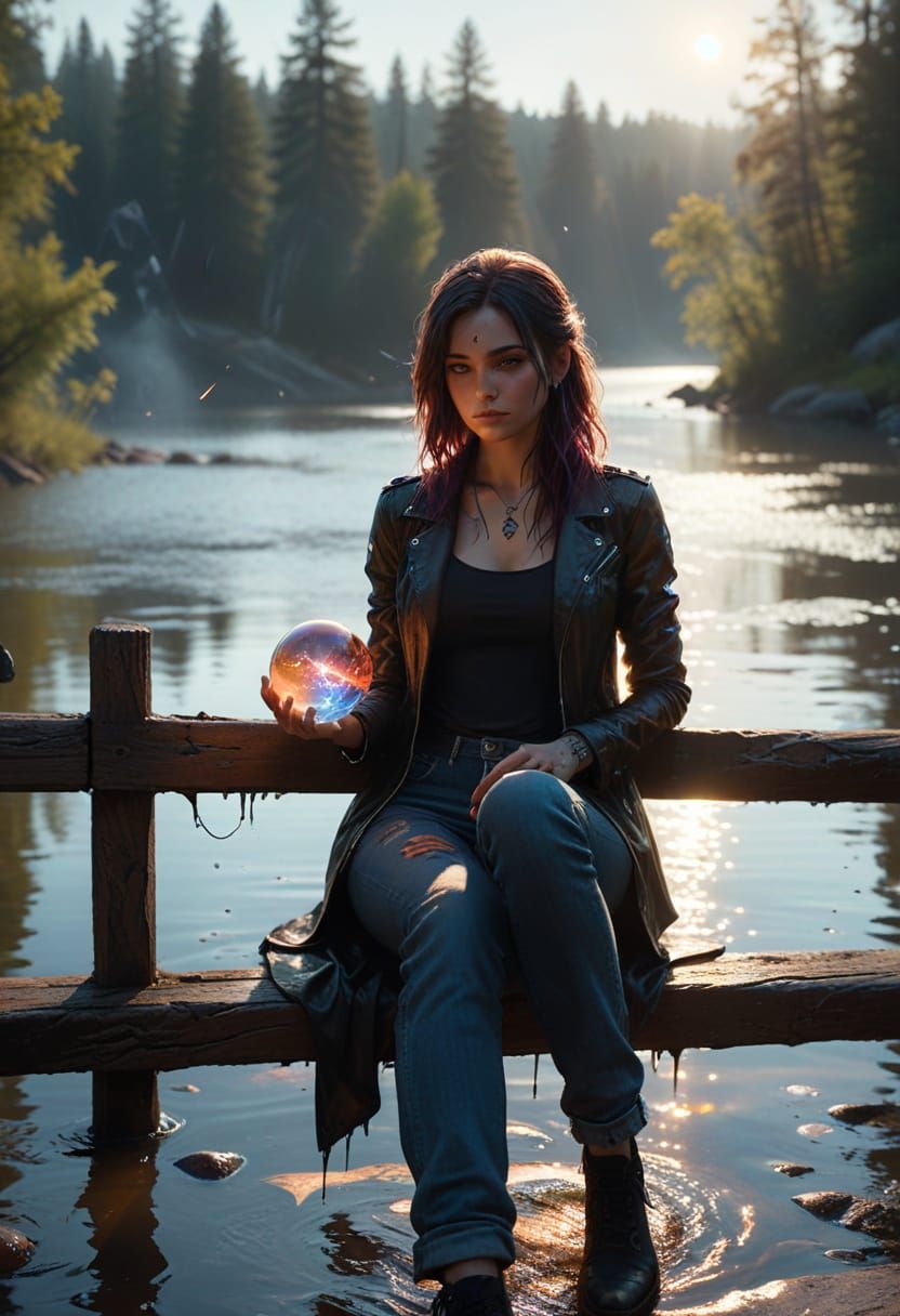 Girl Holding Magical Orb in Ethereal Glow