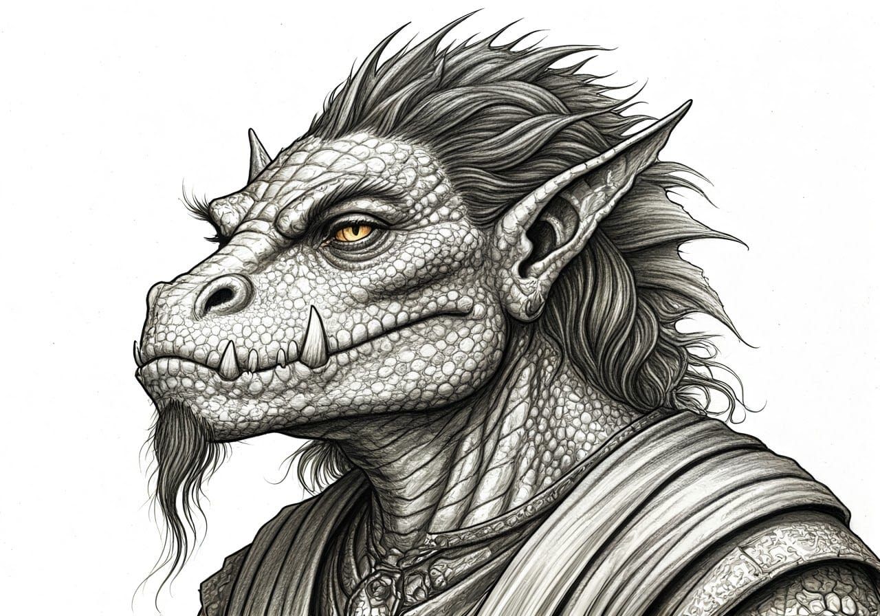 Lady Troll Peddler with Cart in Pencil and Ink