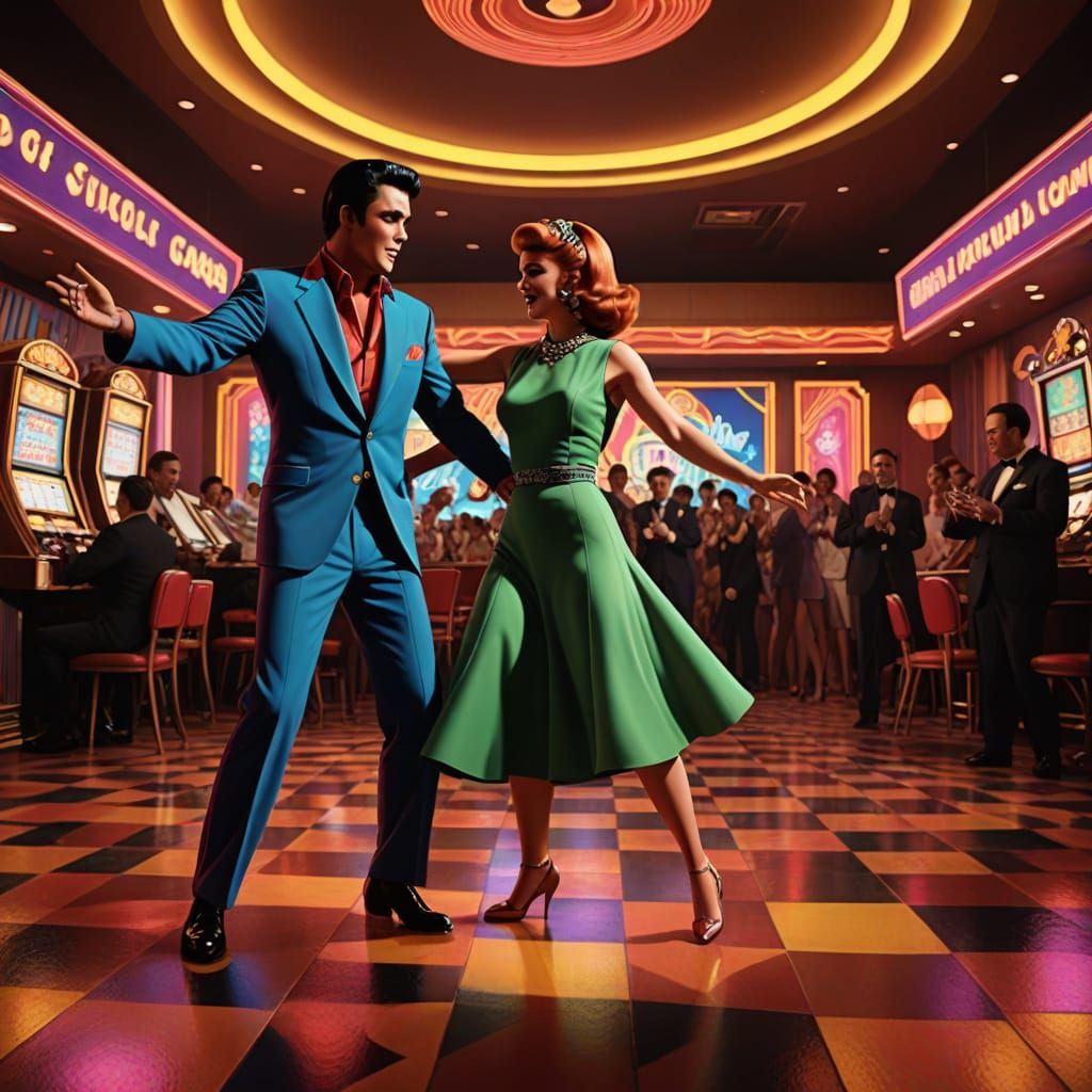 Energetic Vegas Nights in Animated Musical Style