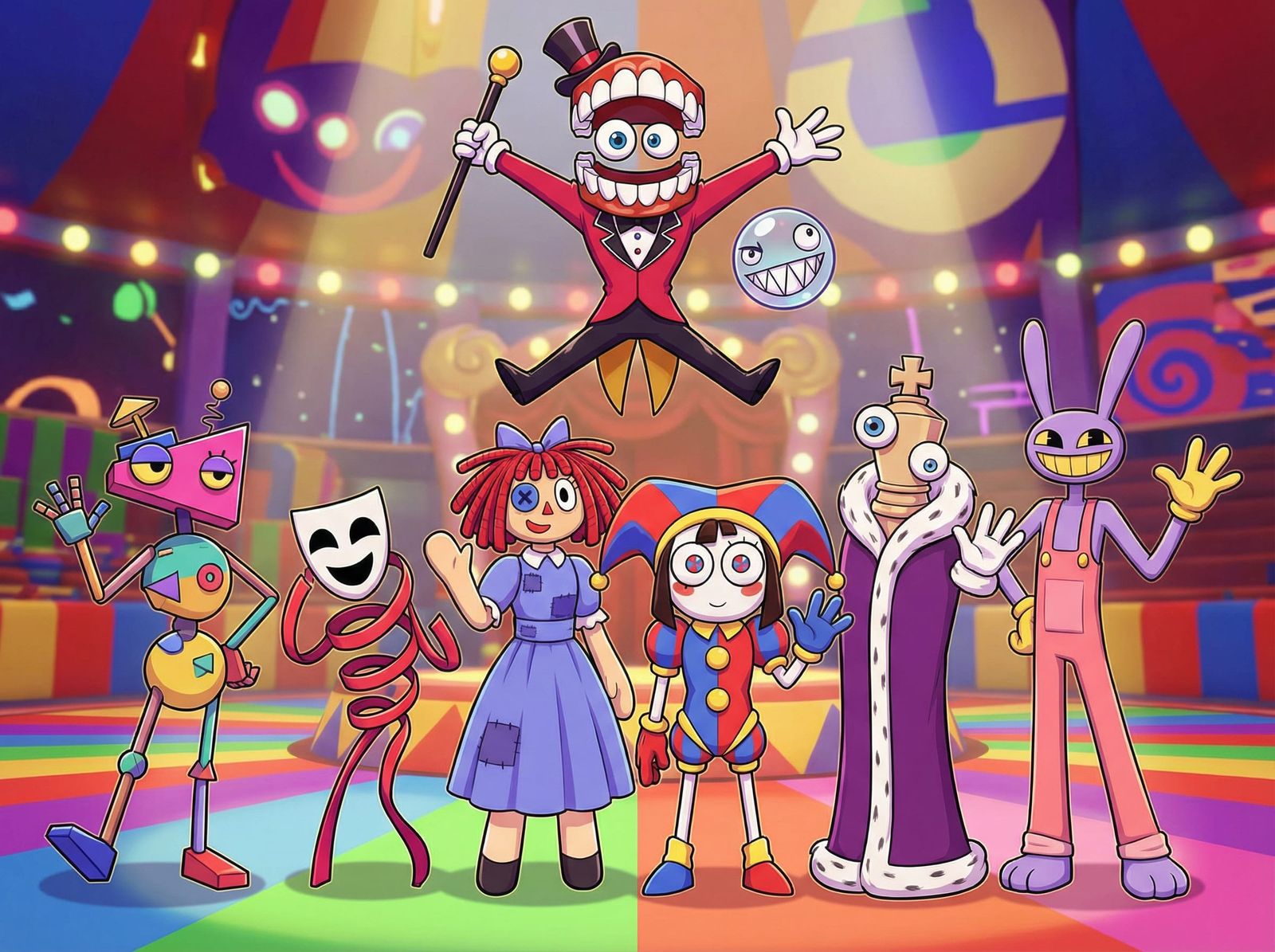 Amazing Digital Circus Cast Poses for Viewer