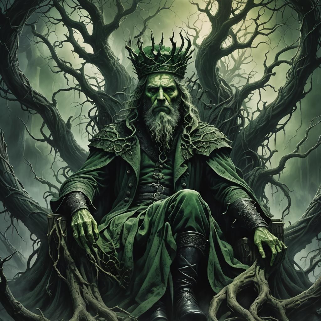 King in Green Portrait in Dark Fantasy Style