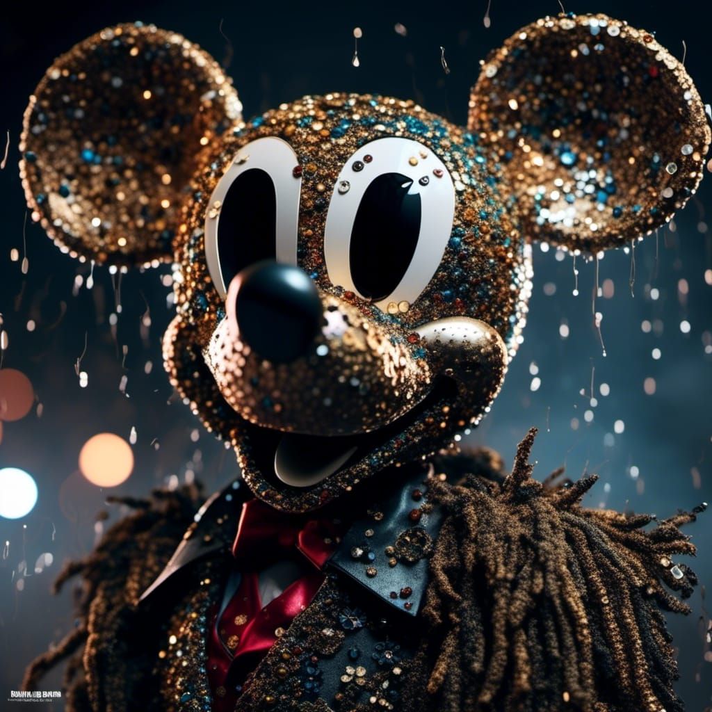 Voodoo Mickey Mouse Portrait in Fabric and Pins