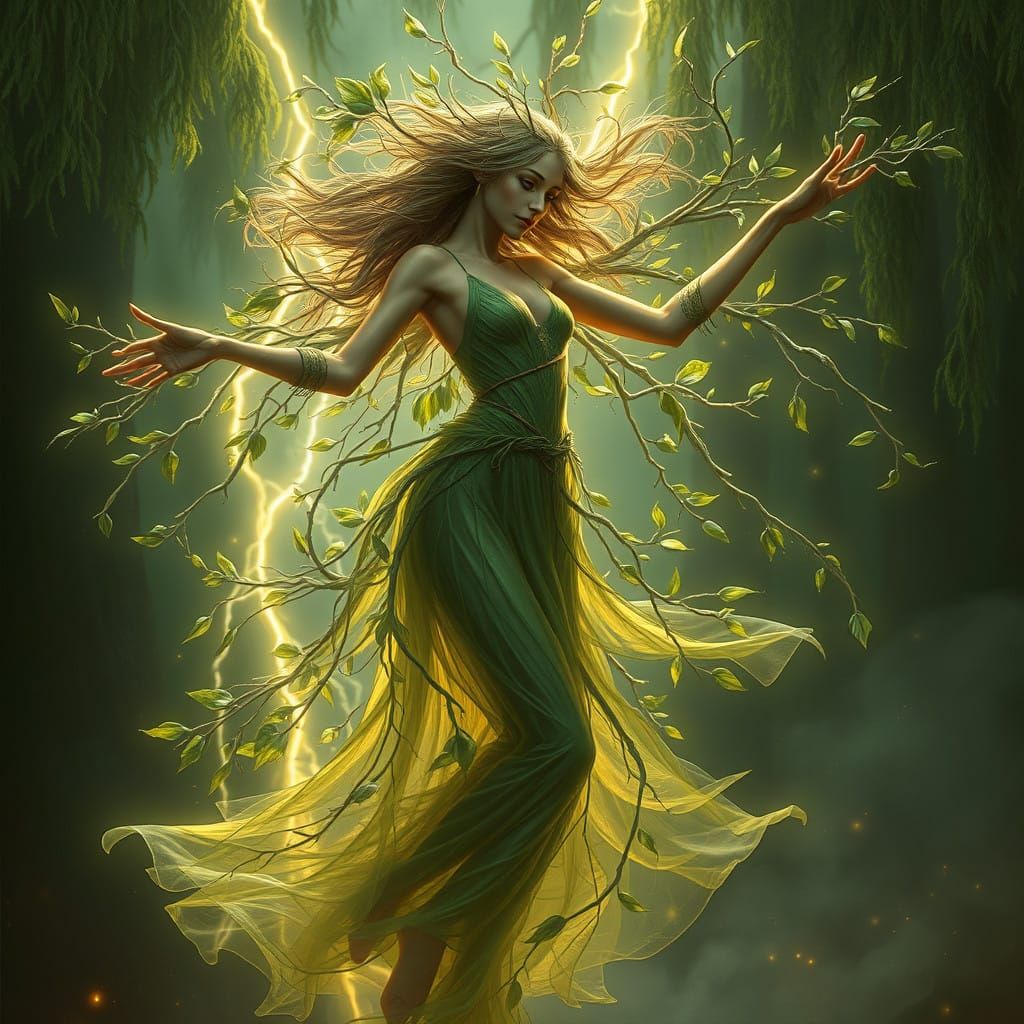 Surreal Tree Nymph Emerges from Dreamscape