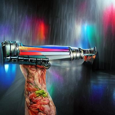 Hyperrealistic Colorful Lightsaber Art