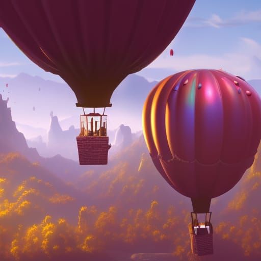 Fantastical Balloons in Deep Color, Digital Art