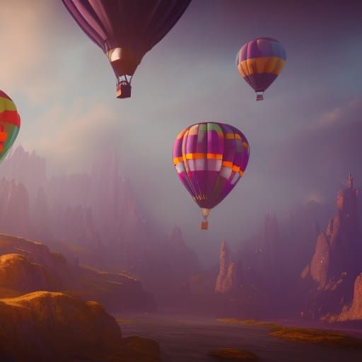 Fantastical Balloons in Detailed Matte Painting