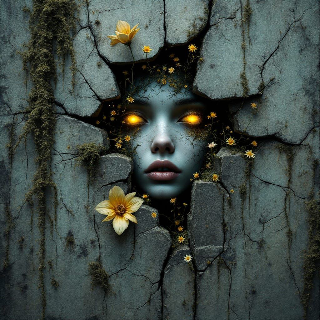 Surreal Art Brut Portrait of a Mysterious Woman