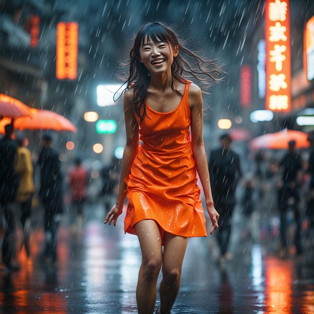 Dynamic Street Dancing in the Rain, Digital Painting