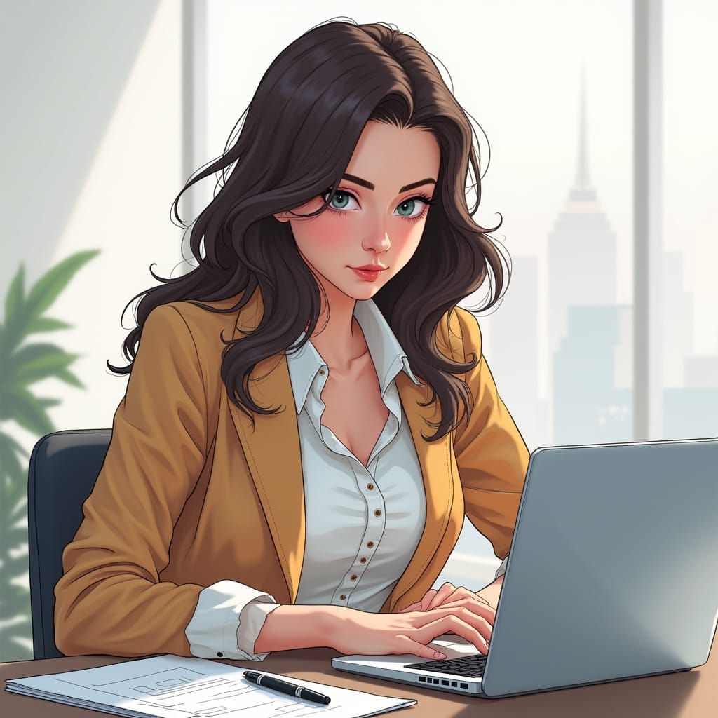 Focused Digital Artist in Modern Cityscape