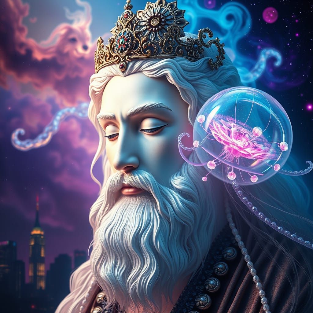 Serene Zen Master in Cosmic Dreamscape