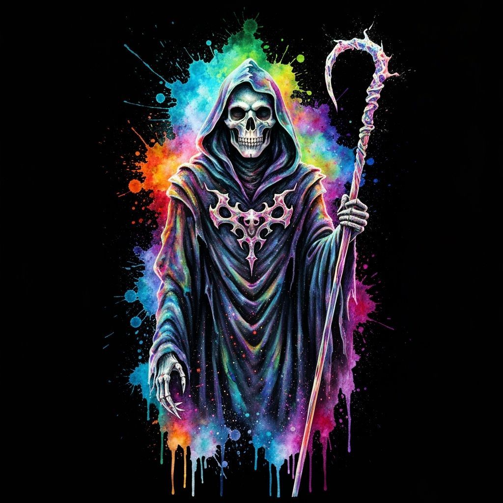Grim Reaper in Detailed Watercolor Style