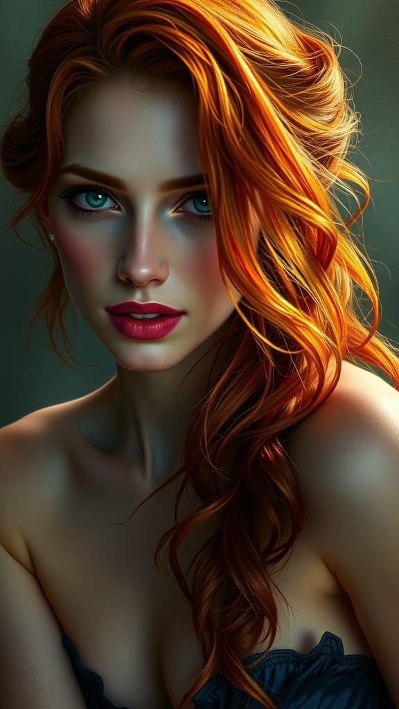 Ethereal Portrait in Art Nouveau Style